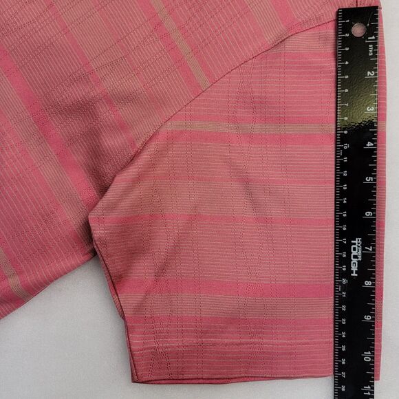 Nike Tiger Woods Stretch Fit Dry Moisture Wicking Striped M Pink Grey Polo Mens - Picture 15 of 16
